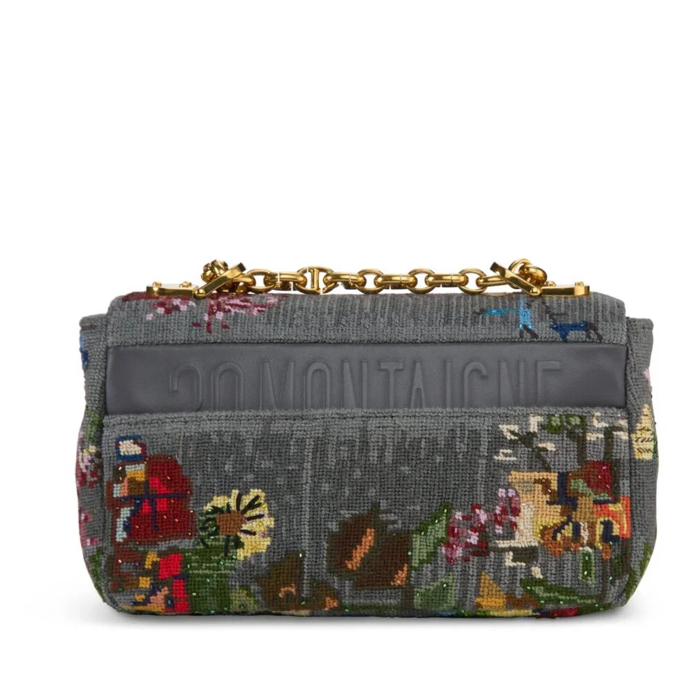 Christian Dior Chain Caro Shoulder Bag cotton Gray Gold - Picture 4 of 7